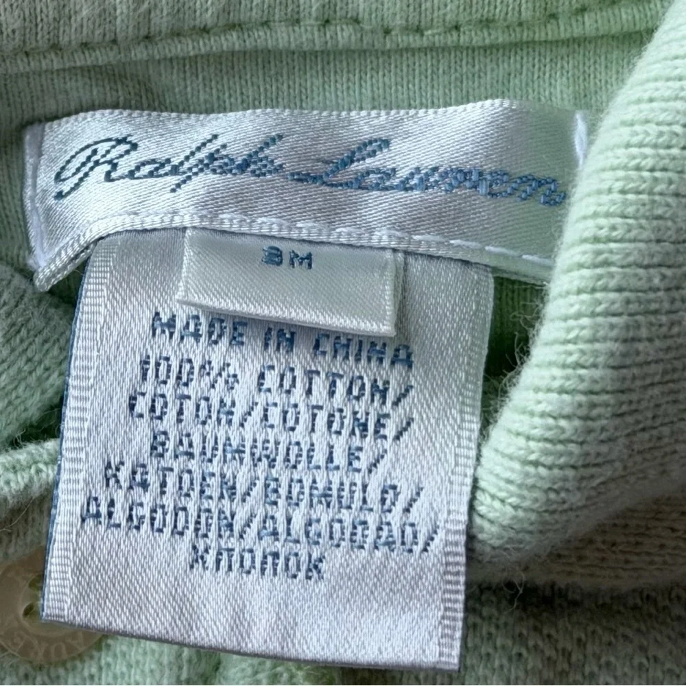 Ralph Lauren Baby Girl Romper 3M Mint Green Pony Pique Bubble Classic Preppy - Picture 3 of 4